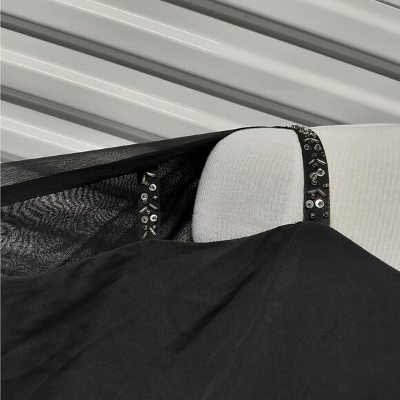 SLNY Women's Cocktail Dress Size 4 Black Chiffon Mother Of Bride Wedding Party - Picture 10 of 13